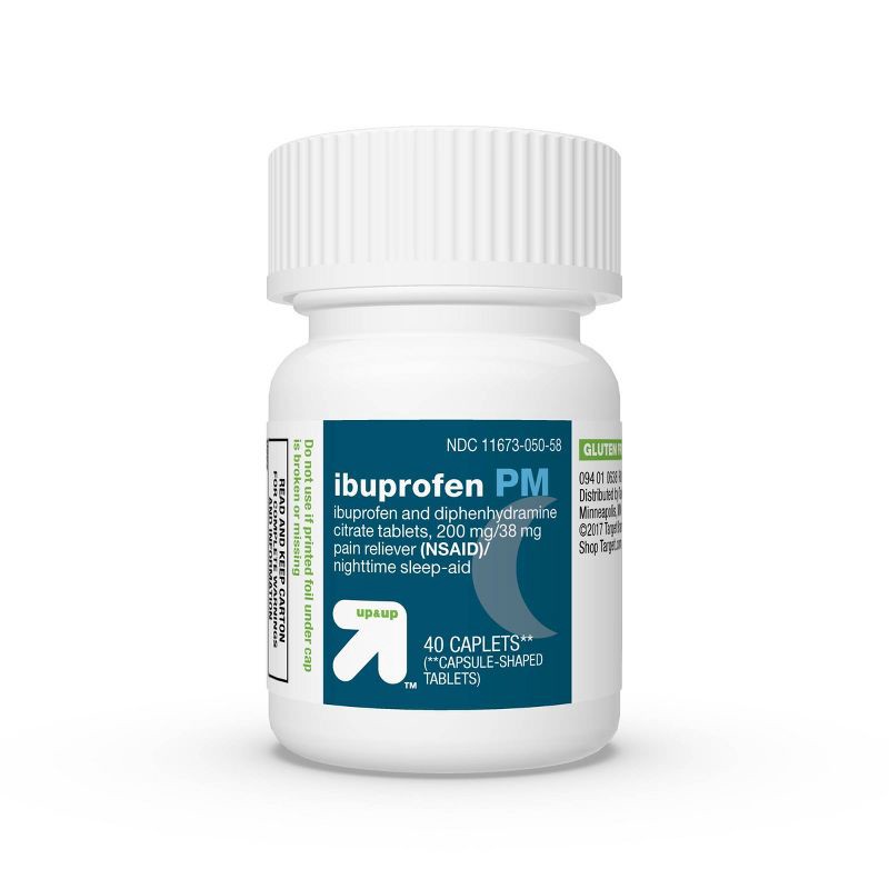 slide 6 of 6, Ibuprofen (NSAID) PM Extra Strength Pain Reliever Nighttime Sleep-Aid Caplets - 40ct - up & up™, 40 ct