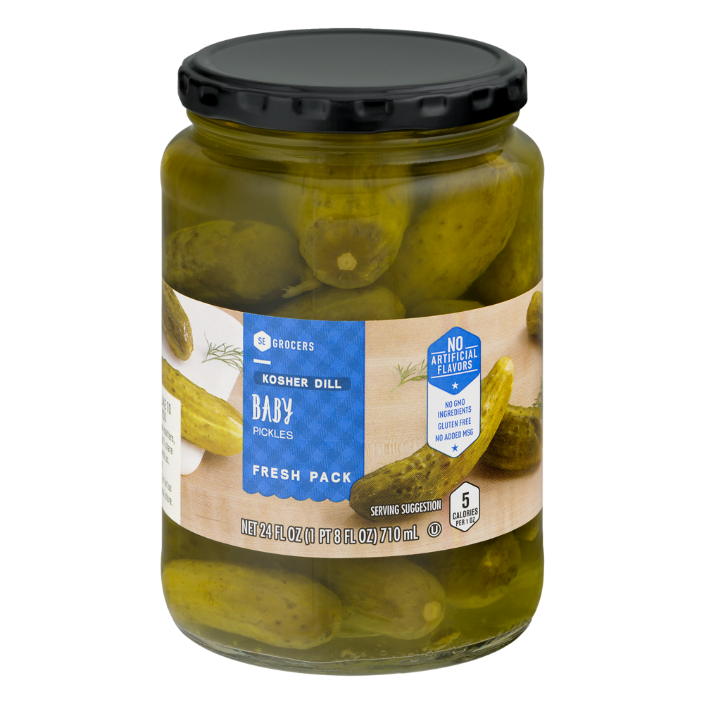 slide 1 of 1, SE Grocers Pickles Fresh Pack Baby Kosher Dill, 24 oz