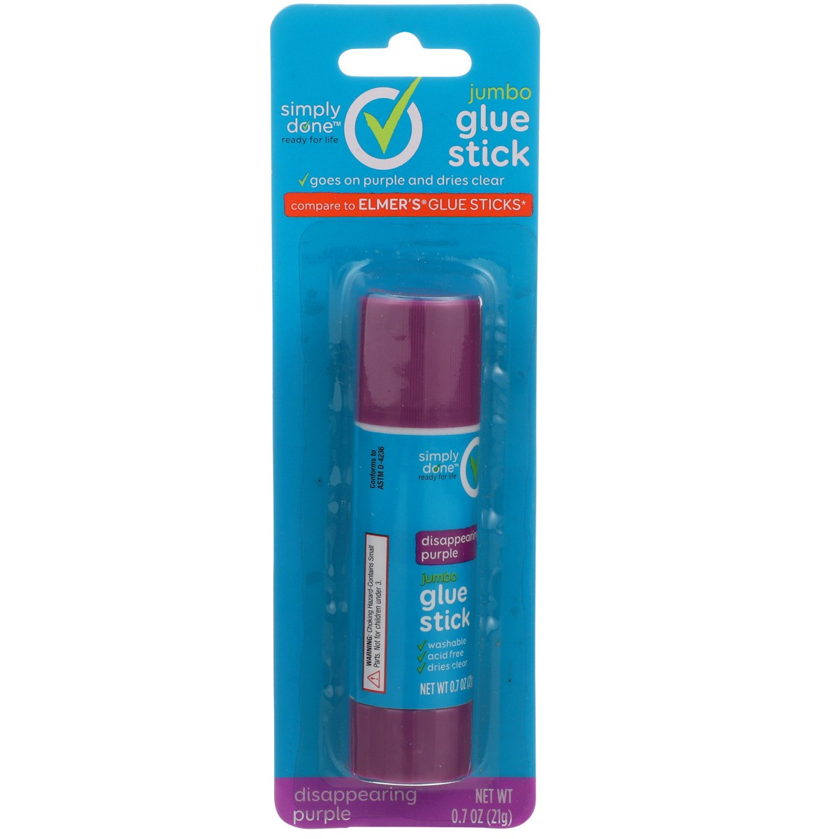 slide 2 of 8, Simply Done Jumbo Glue Stick, Disappearing Purple, 0.7 oz