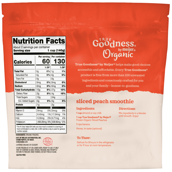 slide 7 of 9, TRUE GOODNESS ORGANIC PEACHES 12 OZ, 12 oz