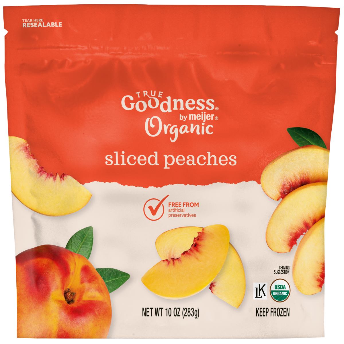 slide 1 of 9, TRUE GOODNESS ORGANIC PEACHES 12 OZ, 12 oz