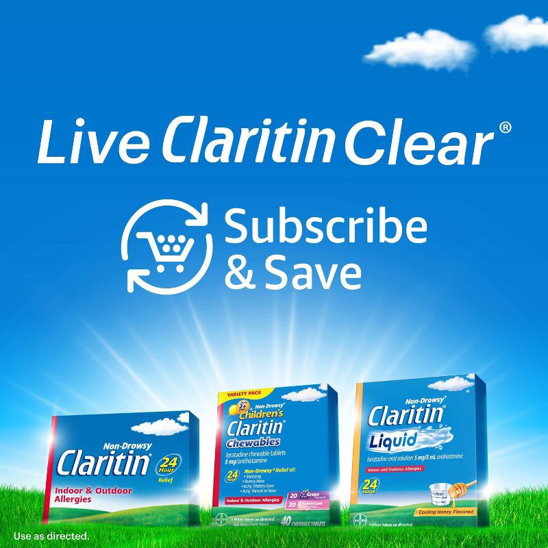 slide 5 of 10, Claritin Allergy Relief 24 Hour Non-Drowsy Loratadine Tablets - 30ct, 30 ct