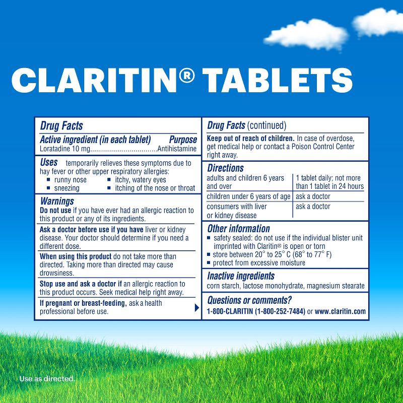 slide 8 of 10, Claritin Allergy Relief 24 Hour Non-Drowsy Loratadine Tablets - 30ct, 30 ct