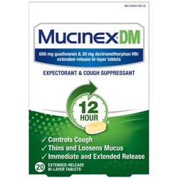 Mucinex DM 12 Hour Cough Medicine - Tablets - 20 ct