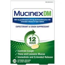 Mucinex DM 12 Hour Cough Medicine - Tablets - 20 ct