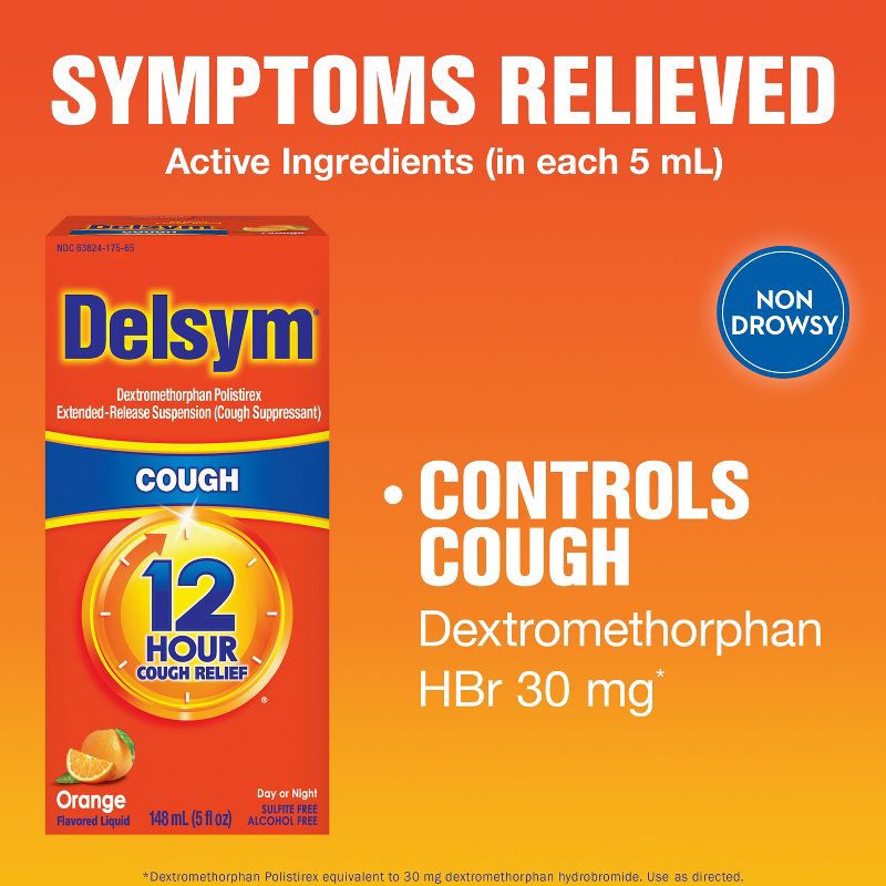 slide 10 of 10, Delsym Adult Cough Relief Liquid - Orange - 5oz, 5 oz