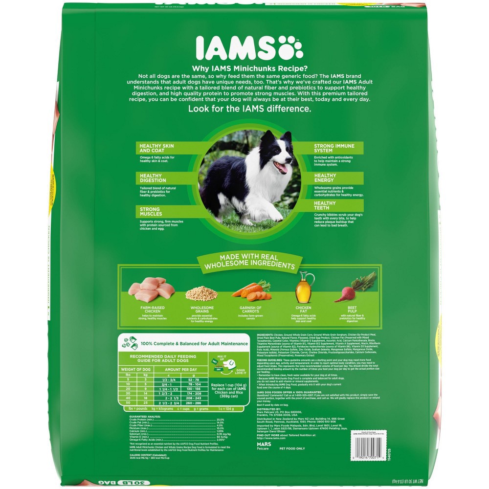 slide 6 of 6, Iams Proactive Health Adult Minichunks Small Kibble Dry Dog Food With Real Chicken, 30 lb