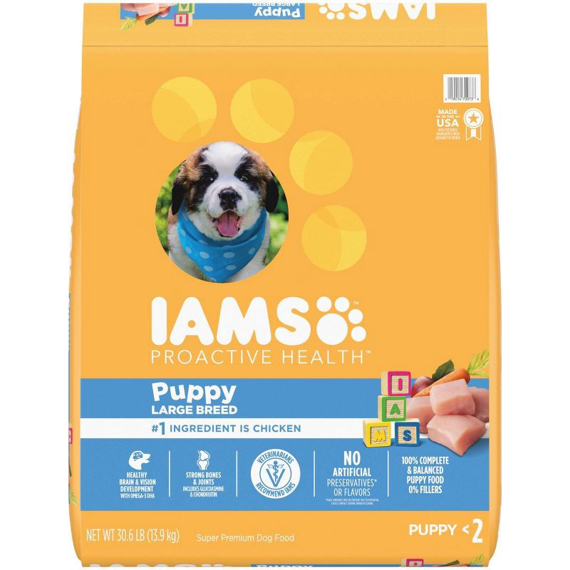 slide 1 of 11, IAMS Proactive Health Grain and Chicken Large Breed Puppy Premium Dry Dog Food - 30.6lbs, 30.6 lb