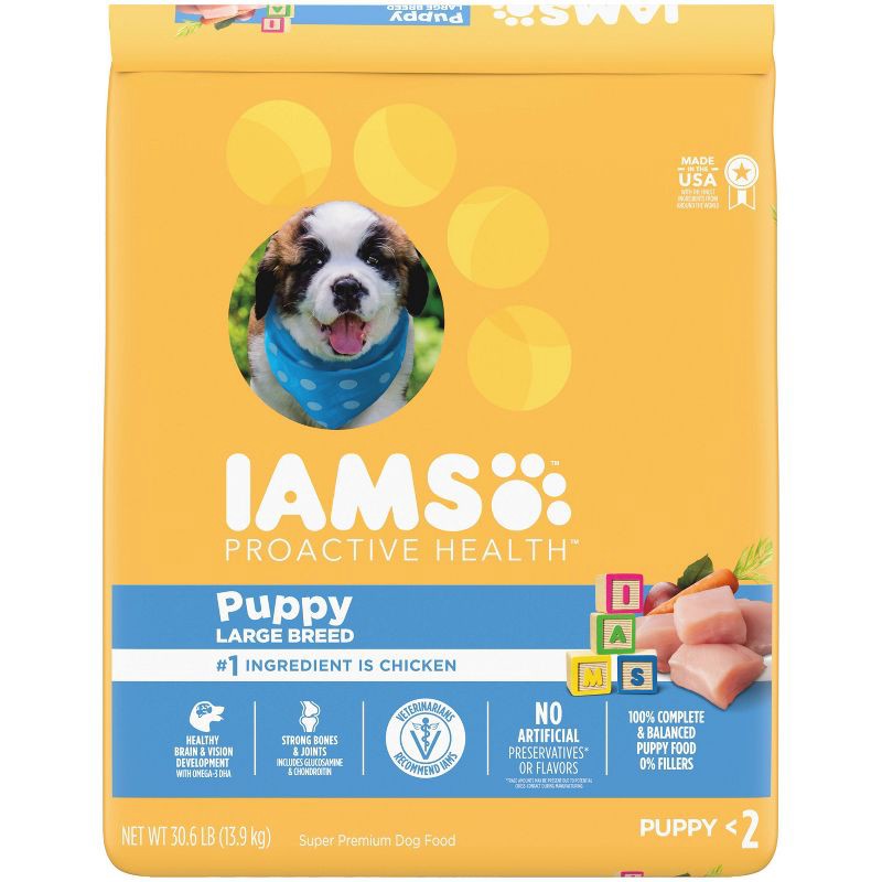 slide 1 of 12, IAMS Proactive Health Chicken Large Breed Puppy Premium Dry Dog Food - 30.6lbs, 30.6 lb