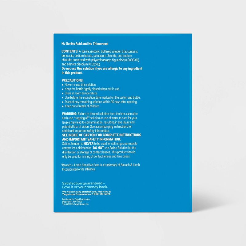 slide 3 of 6, Saline Solution for Sensitive Eyes - 24 fl oz - up&up™, 24 fl oz