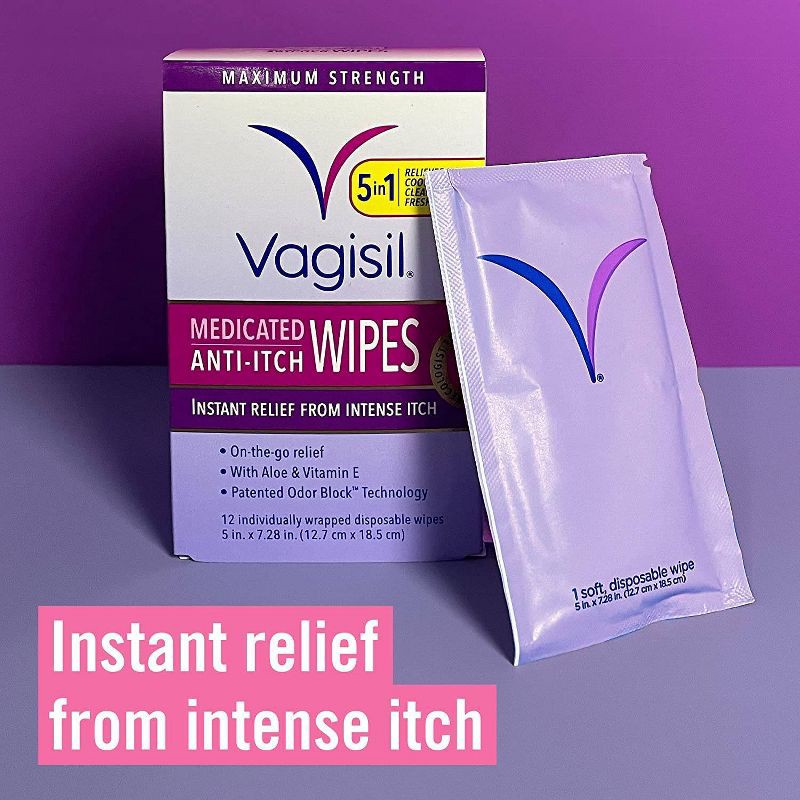 slide 3 of 6, Vagisil Maximum Strength Anti-Itch Medicated Feminine Intimate Wipes - 20ct, 20 ct