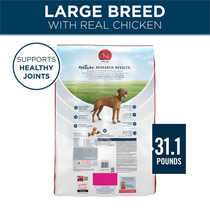 slide 8 of 10, Purina ONE SmartBlend Large Breed Chicken Flavor Natural Dry Dog Food - 31.1lbs, 31.1 lb