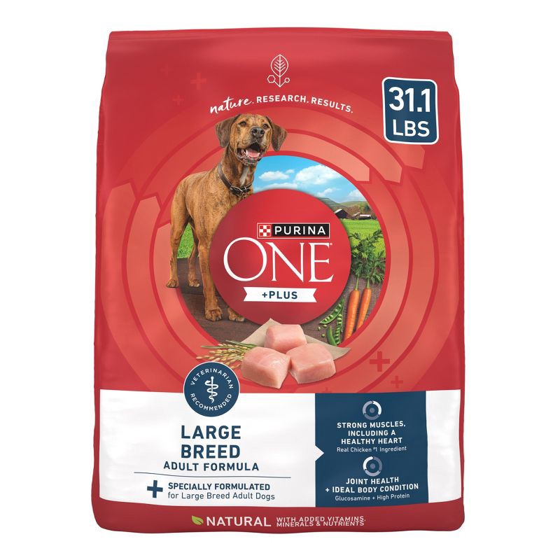 slide 1 of 10, Purina ONE SmartBlend Large Breed Chicken Flavor Natural Dry Dog Food - 31.1lbs, 31.1 lb