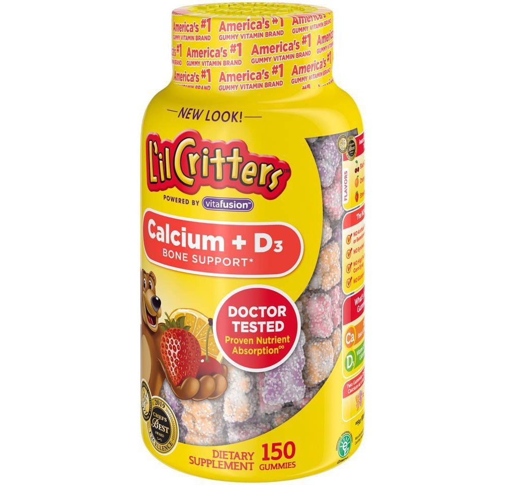 slide 3 of 3, L'il Critters Calcium Dietary Supplement Gummies - Fruit, 150 ct