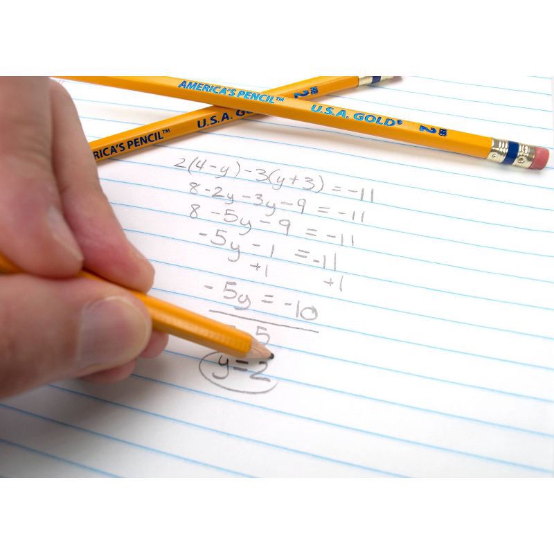 slide 13 of 16, 12ct #2 HB Pencils 2mm Pre-sharpened Premium American Wood Yellow - U.S.A. Gold: Wooden Stationery, Latex-Free Eraser, 12 ct