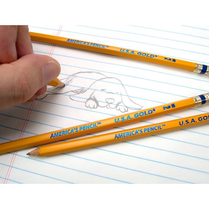 slide 14 of 16, 12ct #2 HB Pencils 2mm Pre-sharpened Premium American Wood Yellow - U.S.A. Gold: Wooden Stationery, Latex-Free Eraser, 12 ct