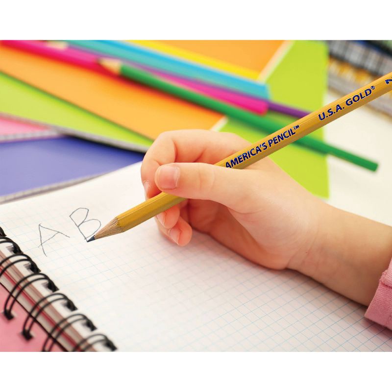 slide 15 of 16, 12ct #2 HB Pencils 2mm Pre-sharpened Premium American Wood Yellow - U.S.A. Gold: Wooden Stationery, Latex-Free Eraser, 12 ct