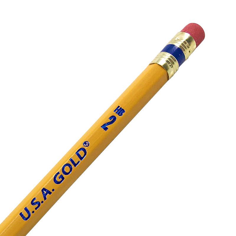 slide 5 of 16, 12ct #2 HB Pencils 2mm Pre-sharpened Premium American Wood Yellow - U.S.A. Gold: Wooden Stationery, Latex-Free Eraser, 12 ct