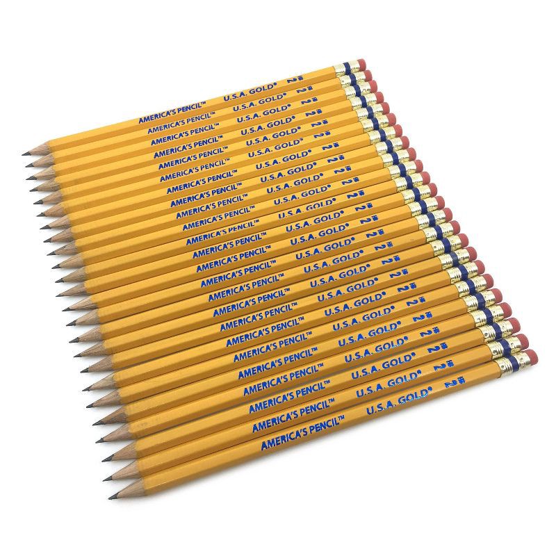 slide 6 of 16, 12ct #2 HB Pencils 2mm Pre-sharpened Premium American Wood Yellow - U.S.A. Gold: Wooden Stationery, Latex-Free Eraser, 12 ct