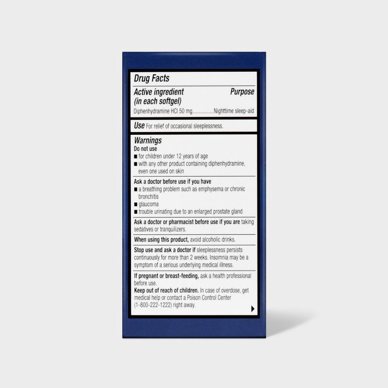 slide 3 of 4, Diphenhydramine HCl Maximum Strength Nighttime Sleep Aid Softgels - 60ct - up&up™, 60 ct