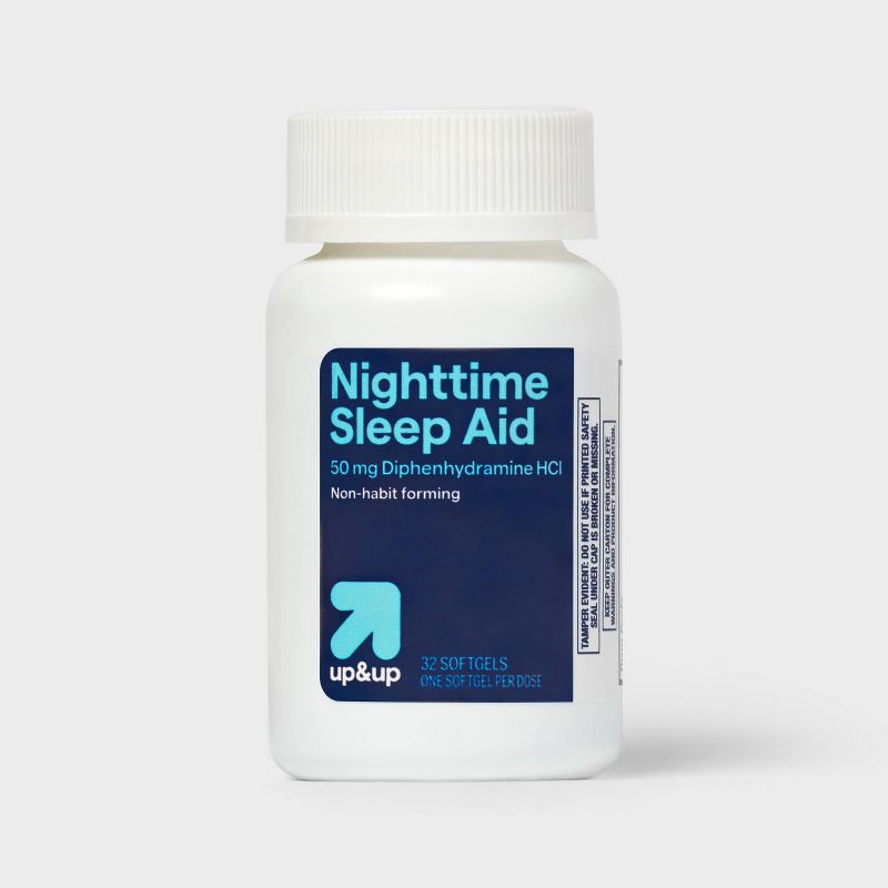 slide 4 of 4, Diphenhydramine HCl Maximum Strength Nighttime Sleep Aid Softgels - 32ct - up&up™, 32 ct