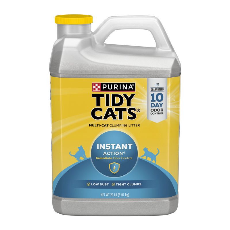 slide 1 of 9, Purina Tidy Cats Instant Action Low Dust Clumping Scoop Cat & Kitty Litter for Multiple Cats - 20lbs, 20 lb