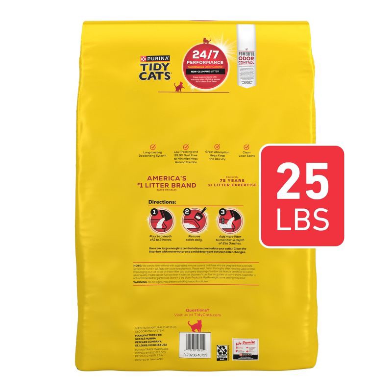 slide 7 of 8, Purina Tidy Cats 24/7 Performance Non-Clumping Cat & Kitty Litter with Deodorizers & Low Tracking for Multiple Cats - 25lbs, 25 lb