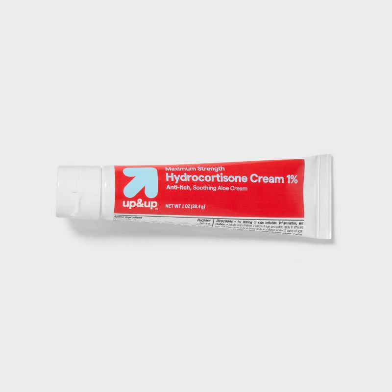 slide 3 of 4, Anti-Itch 1% Hydrocortisone Maximum Strength Cream with Aloe - 1oz - up&up™, 1 oz