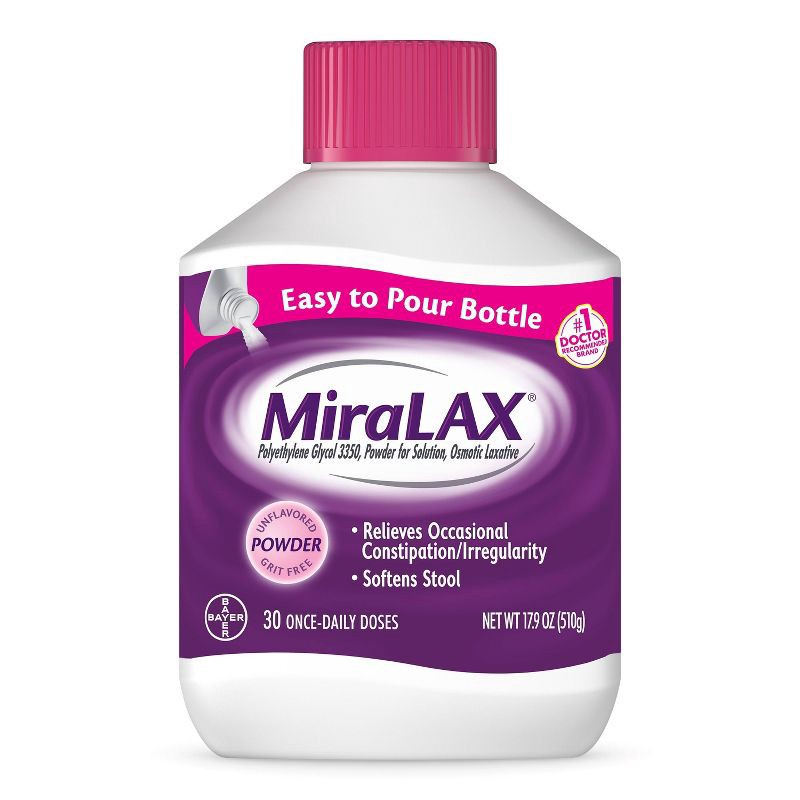 slide 1 of 6, Miralax Gentle Constipation Relief 30 Doses without Harsh Side Effects Osmotic Laxative Powder - 17.9oz, 17.9 oz