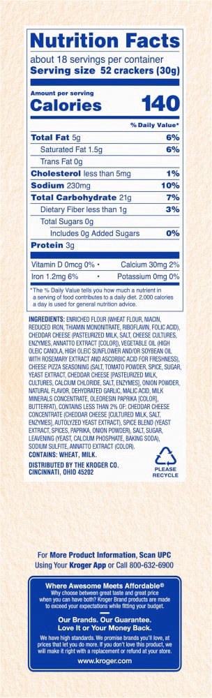 slide 5 of 6, Kroger Penguin Shaped Pizza Flavor Crackers, 19 oz