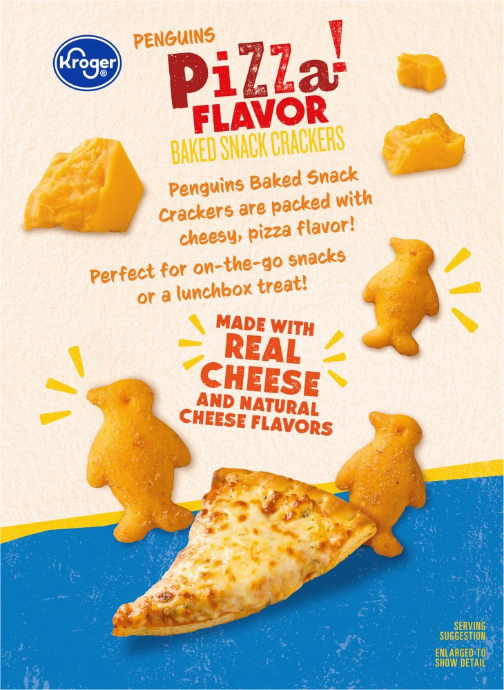 slide 4 of 6, Kroger Penguin Shaped Pizza Flavor Crackers, 19 oz