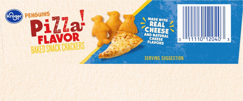 slide 6 of 6, Kroger Penguin Shaped Pizza Flavor Crackers, 19 oz