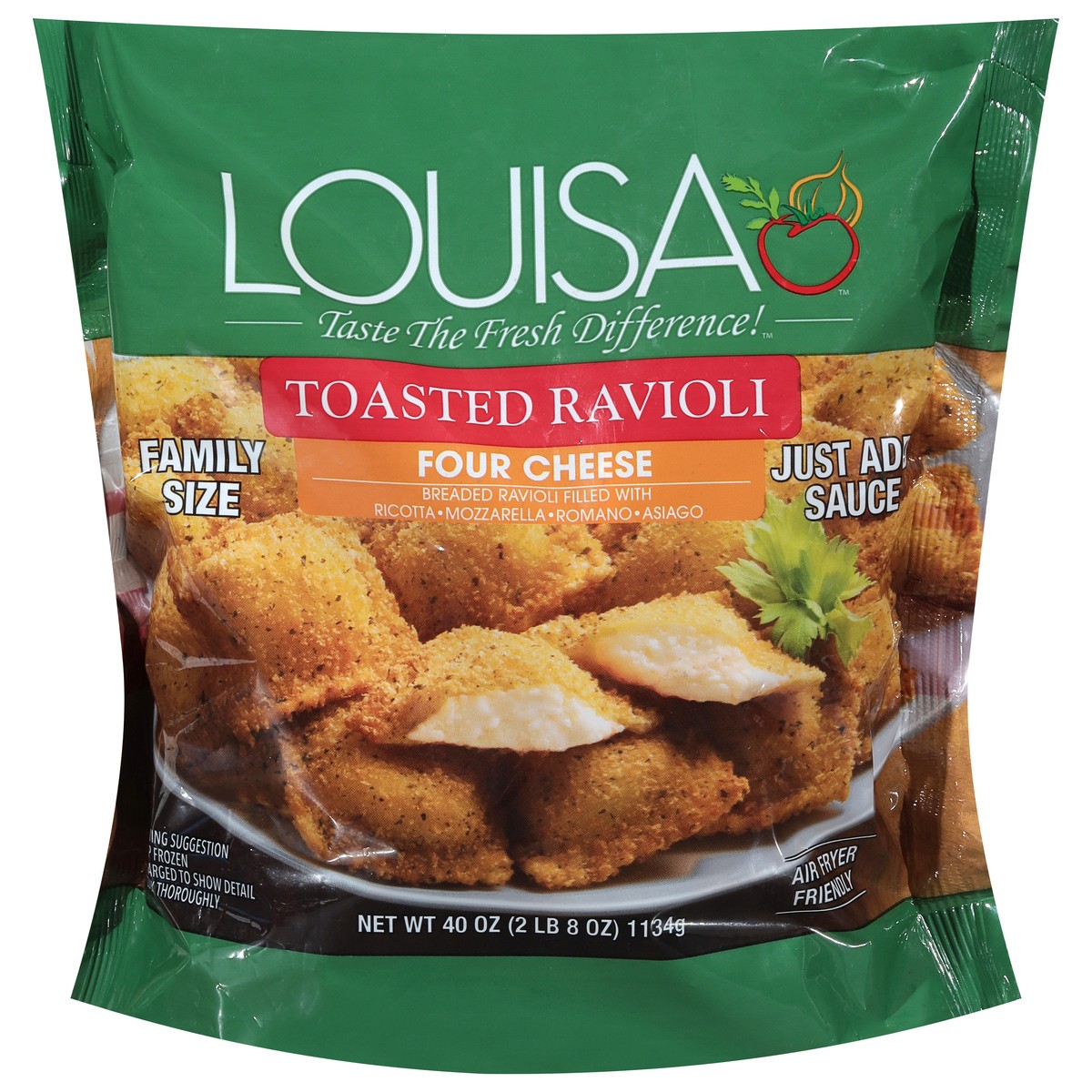 slide 9 of 13, Louisa Toasted Four Cheese Ravioli Family Size 40 oz, 40 oz