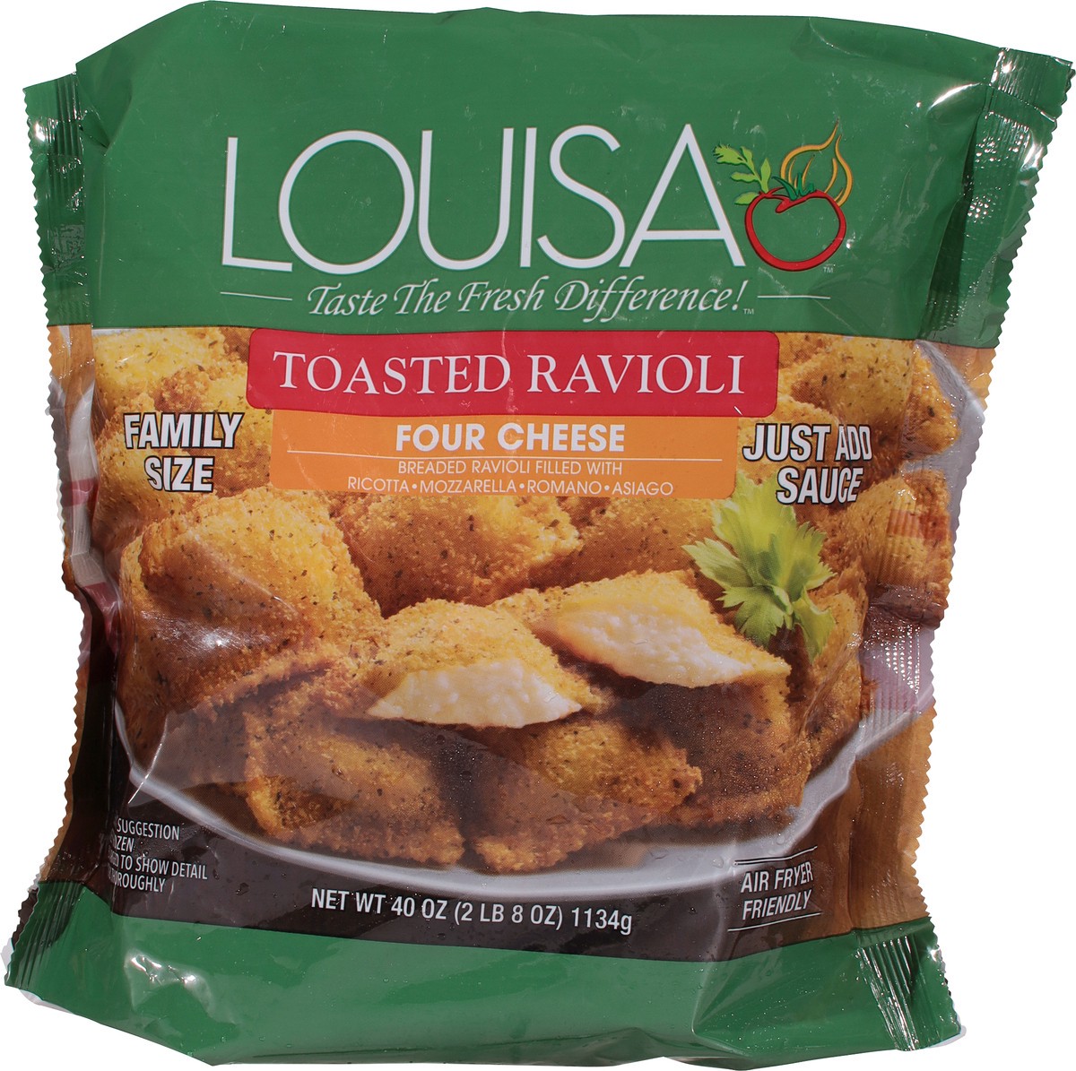 slide 2 of 13, Louisa Toasted Four Cheese Ravioli Family Size 40 oz, 40 oz