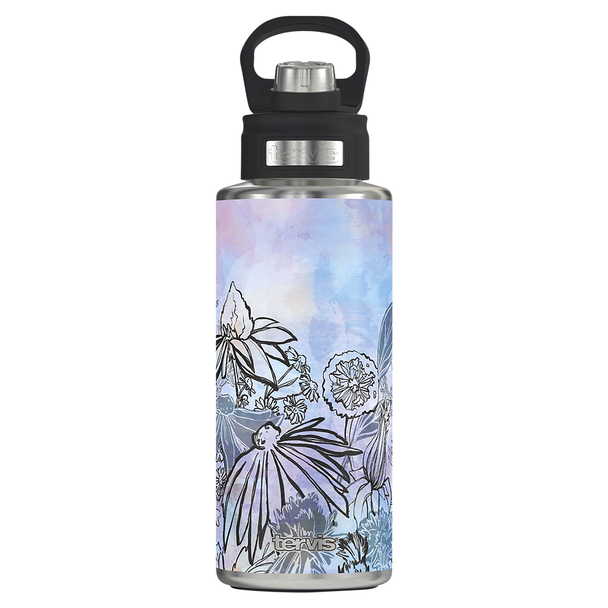 slide 1 of 5, Tervis Stainless Floral Lines Wide Mouth Bottle, 32 oz