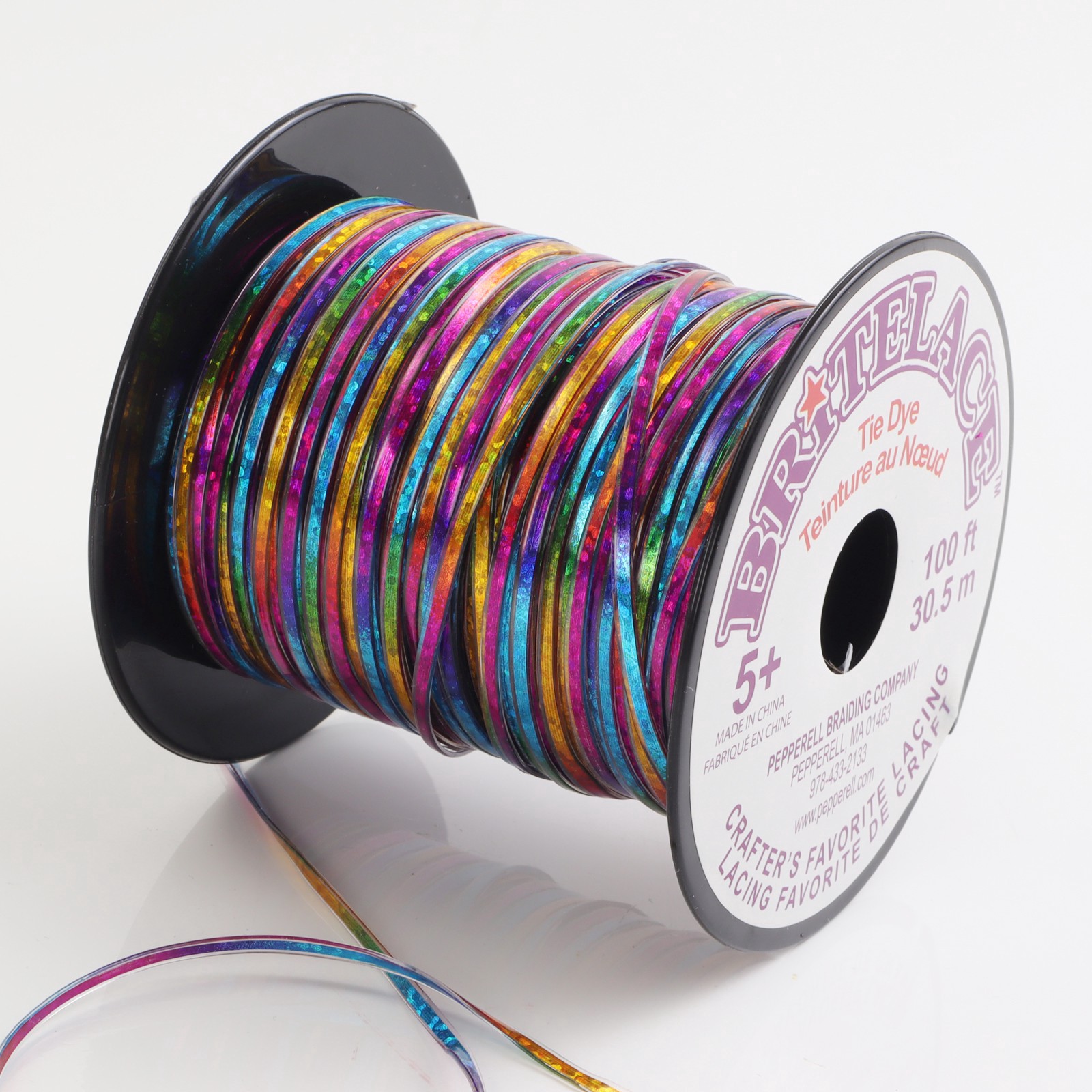 slide 3 of 3, Britelace 2.3mm Rainbow Tie Dye Lacing, 2.3mm