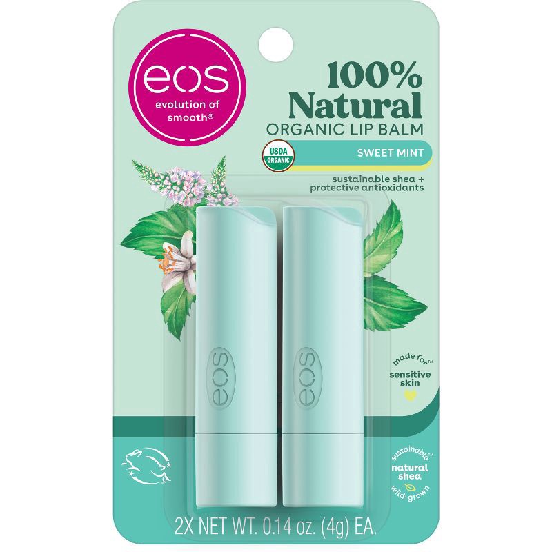 slide 1 of 4, eos 100% Natural Organic Sweet Mint Lip Balm 2 ea, 2 ct