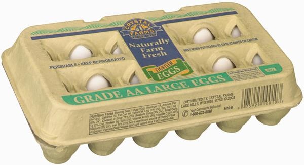 slide 1 of 1, Crystal Farms Large Grade AA Eggs, 18 ct