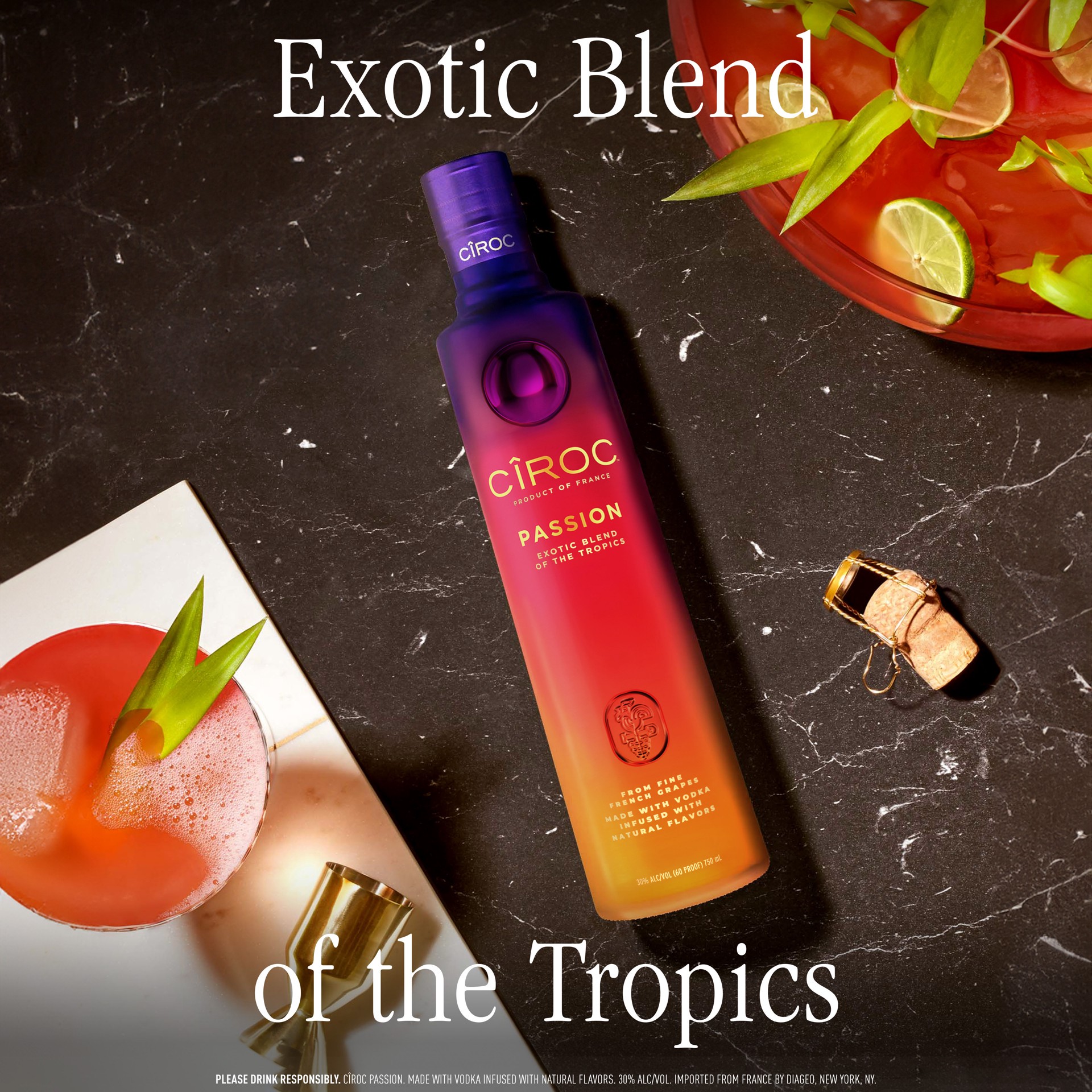 slide 2 of 9, CIROC Passion (Made with Vodka Infused with Natural Flavors), 1 L, 1 liter