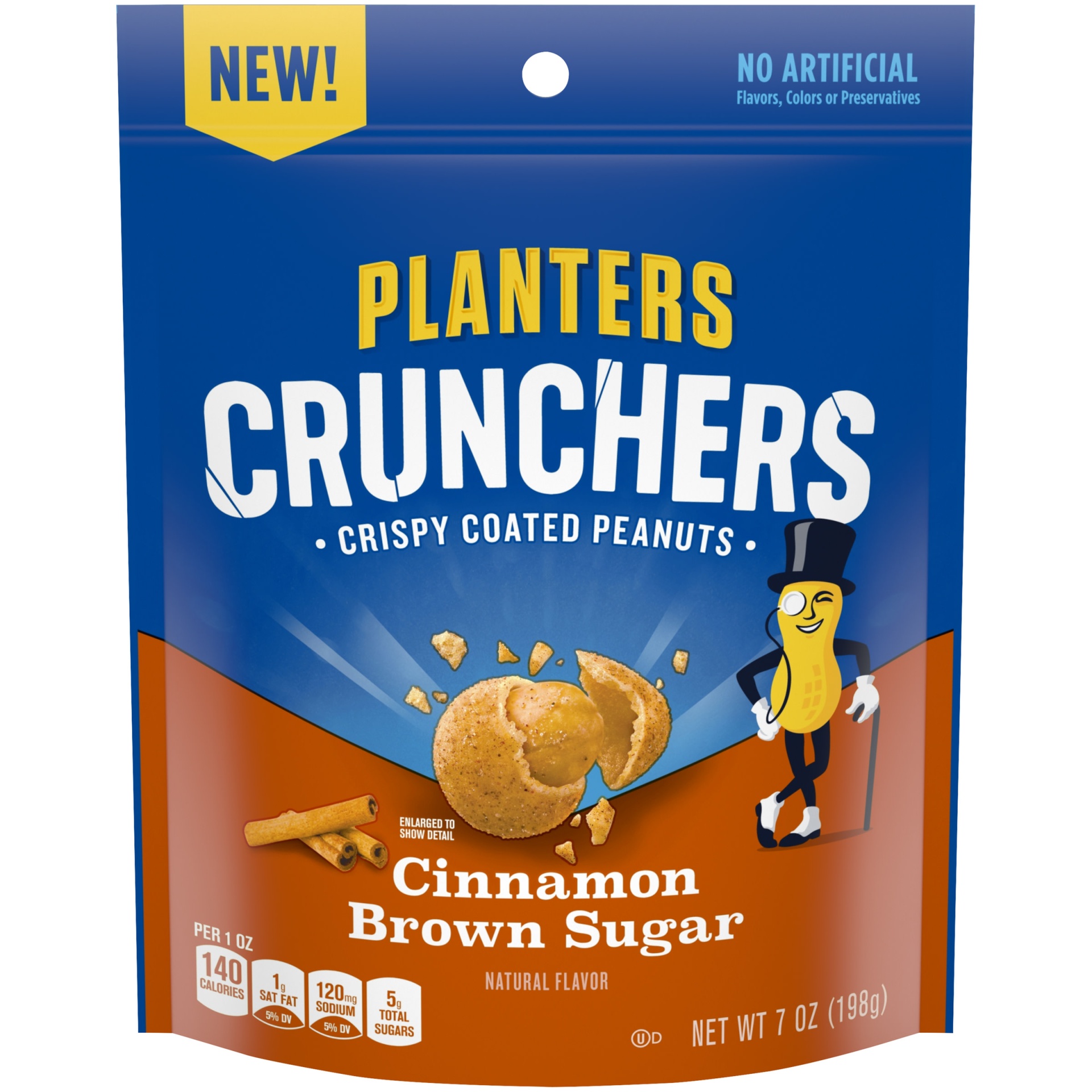 slide 1 of 10, Planters Crunchers Cinnamon Brown Sugar Crispy Coated Peanuts, 7 oz