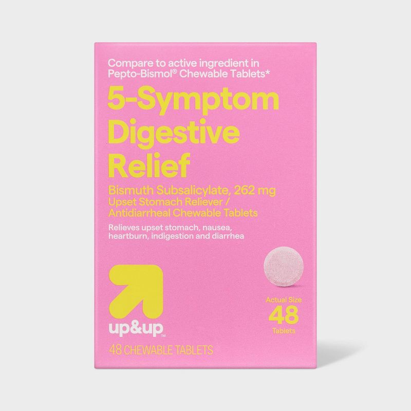 slide 1 of 4, Digestive Relief Chewable Bismuth Tablets - 48ct - up&up™, 48 ct