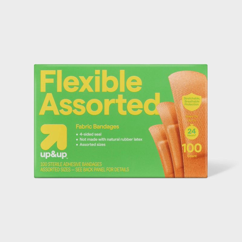 slide 1 of 4, Flexible Fabric Assorted Bandages - 100ct - up&up™, 100 ct