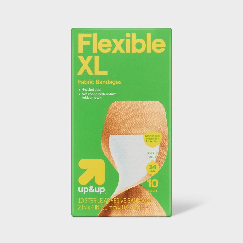 slide 1 of 4, Extra Large Flexible Fabric Bandages - 10ct - up&up™, 10 ct