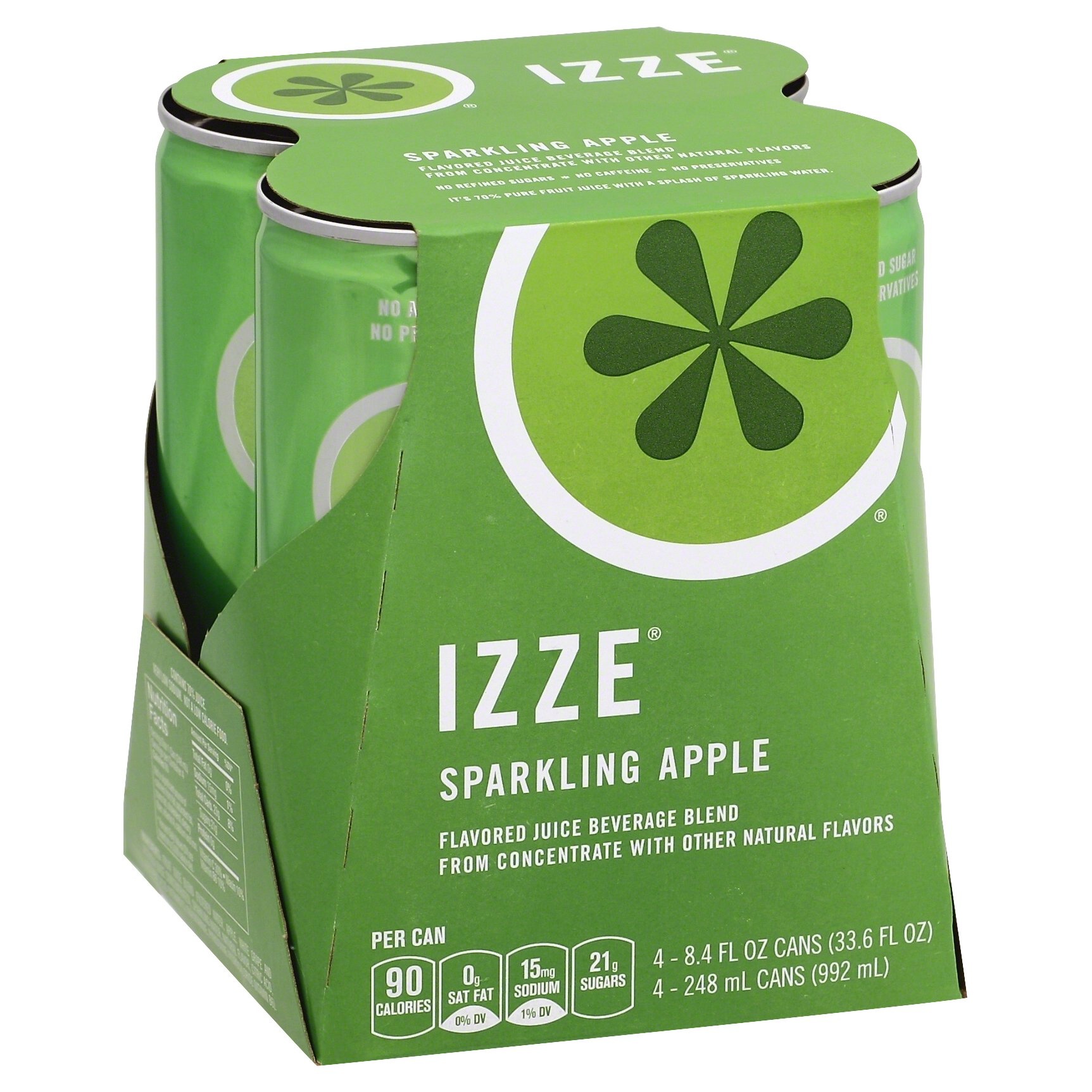 slide 1 of 2, Izze Sparkling Apple Juice Beverage, 4 ct; 8.4 fl oz