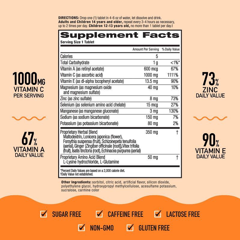 slide 13 of 15, Airborne Immune Support Effervescent Tablets with Vitamin C & Zinc - Very Berry - 10ct, 10 ct