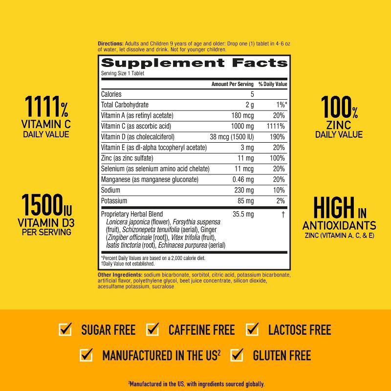 slide 4 of 15, Airborne Immune Support Effervescent Tablets with Vitamin C & Zinc - Very Berry - 10ct, 10 ct