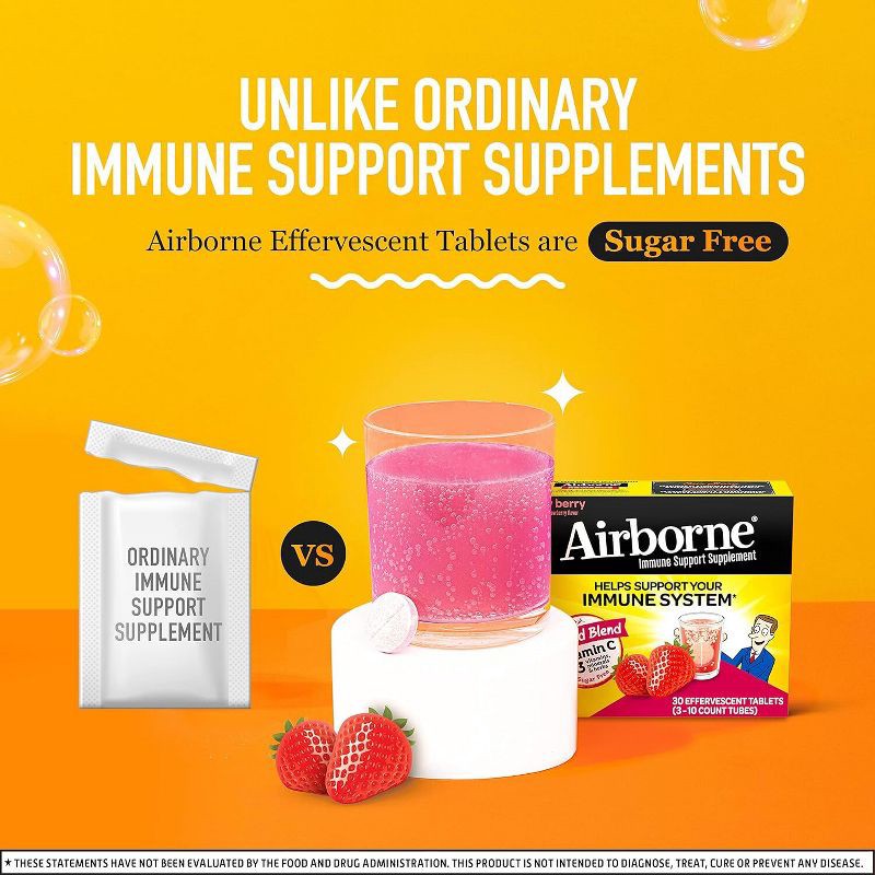 slide 7 of 7, Airborne Immune Support Effervescent Tablets with Vitamin C & Zinc - Very Berry - 10ct, 10 ct