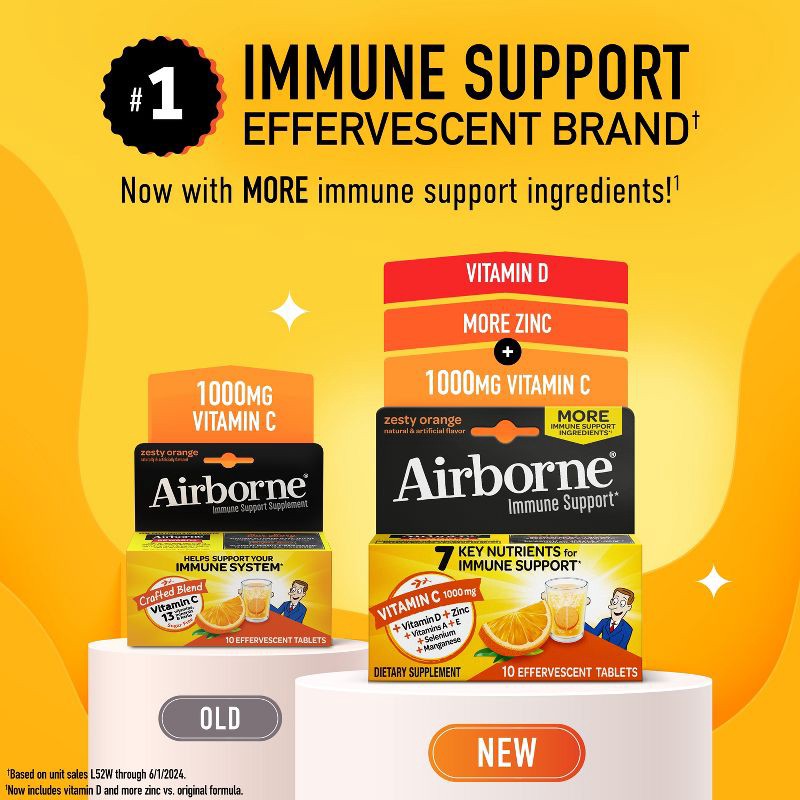 slide 7 of 11, Airborne Immune Support Supplement Dissolving Tablets - Zesty Orange - 10ct, 10 ct