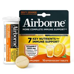 Airborne Immune Support Supplement Dissolving Tablets - Zesty Orange - 10ct