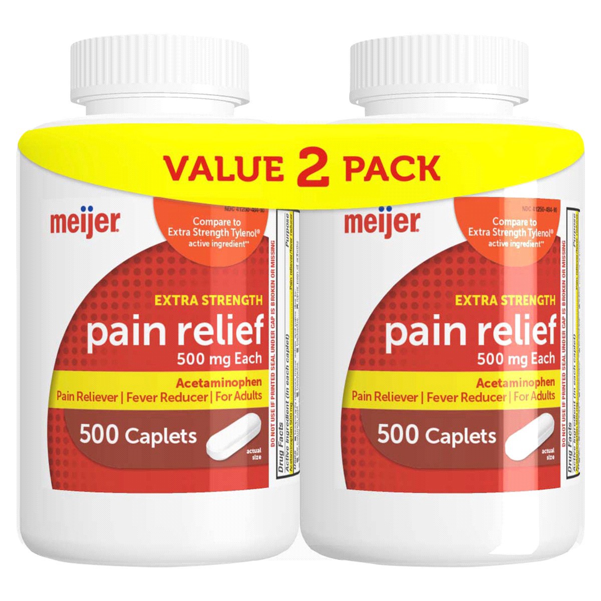 slide 1 of 25, Meijer Extra Strength Acetaminophen Caplets /, 500 mg, 500 ct, 2 ct